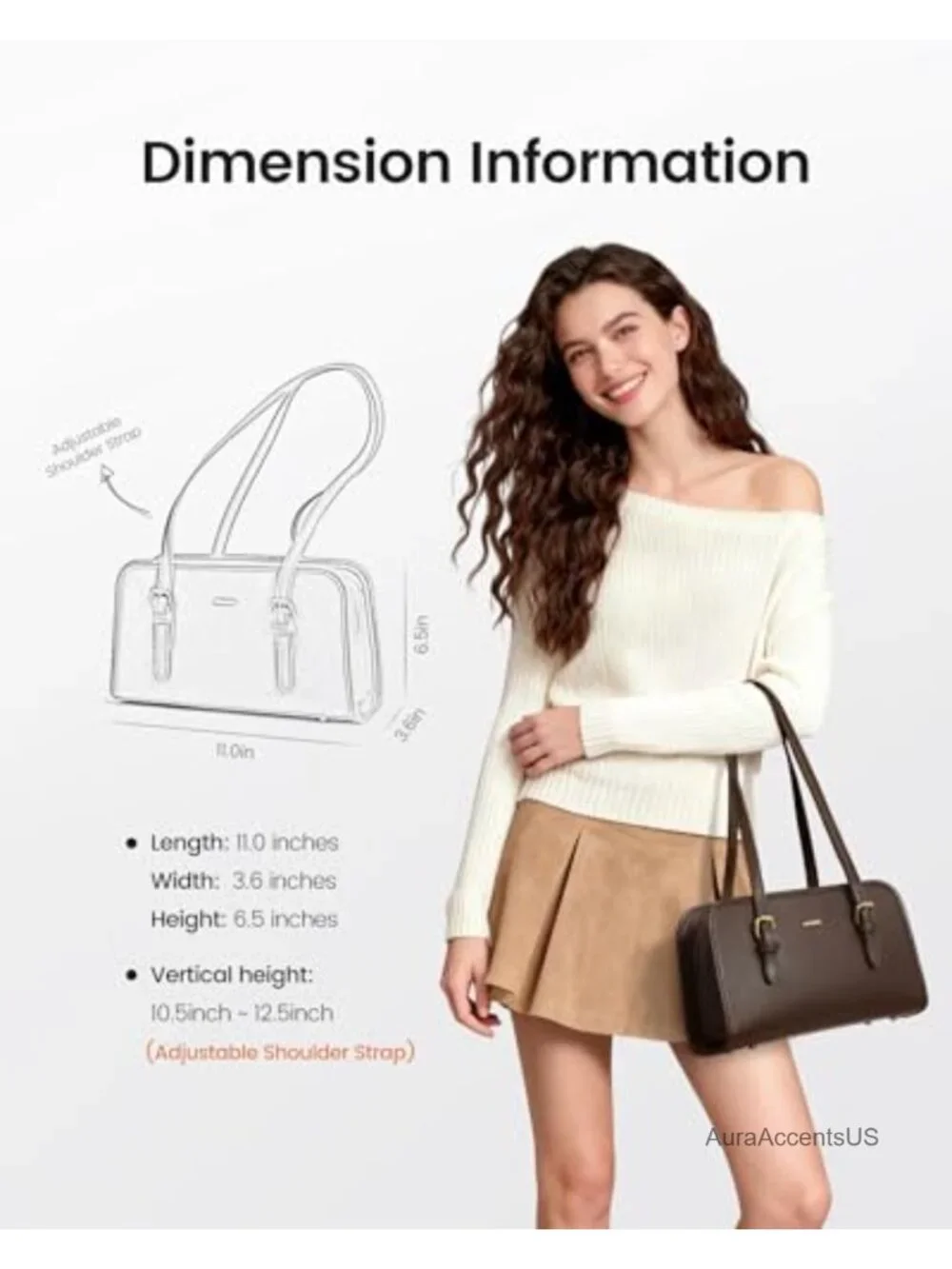 Vegan Leather Swing Zip Shoulder Bag Hobo Clutch Purse